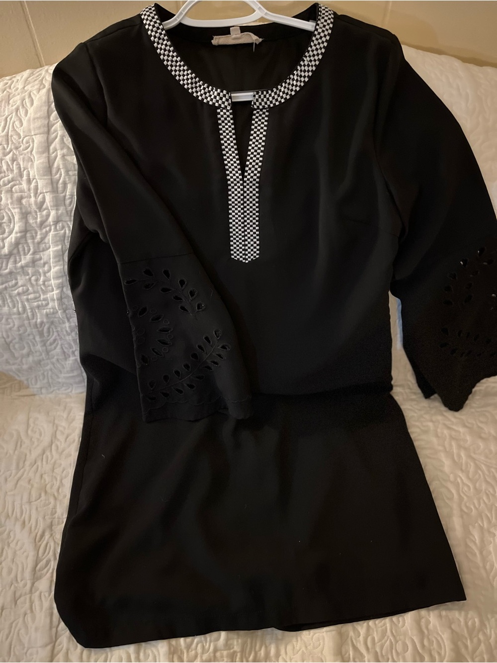 Altar'd State Black Top with White Check Trim